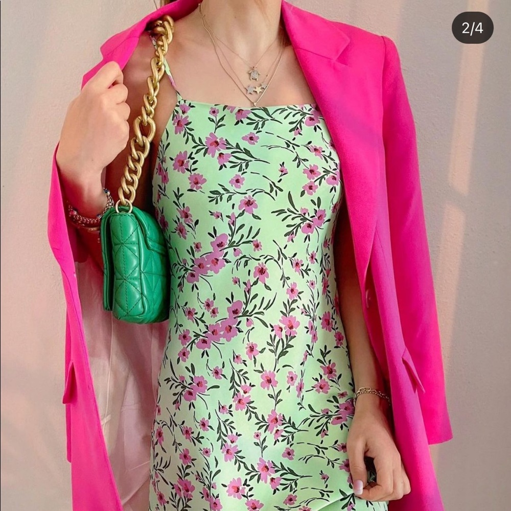 Zara satin effect print dress - Picture 9 of 15